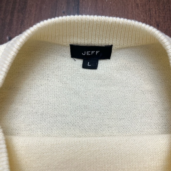 Jeff Crew Neck Sweater Size Large Pastel Yellow Spring Summer Golf Preppy Yacht - Picture 3 of 8